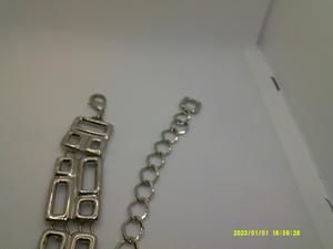 Chico's Silver tone Metal Chain Belt Geometric Pattern Statement  Belt